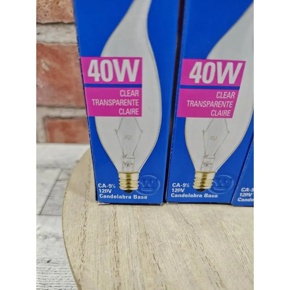 Lot of 5 Westinghouse 03275 40W 120V Clear CA-9 1/2 Bulbs 1500 Hr Candelabra